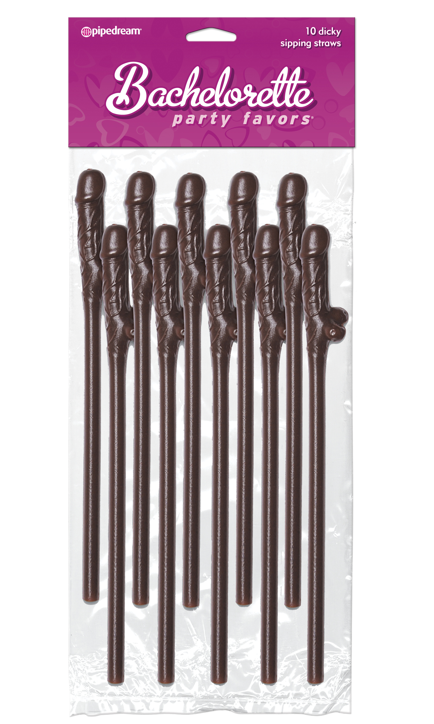 BACHELORETTE CHOCOLATE DICKY SIPPING STRAWS 10/PK  