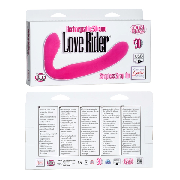 RECHARGEABLE LOVE RIDER STRAP ON PINK 