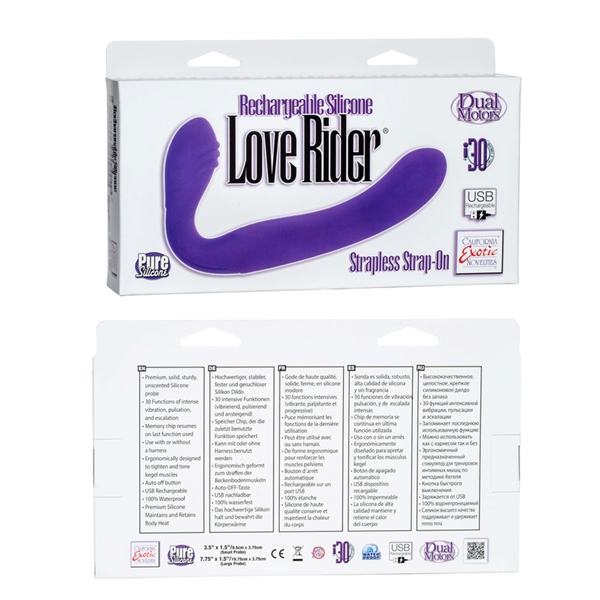 RECHARGEABLE LOVE RIDER STRAP ON PURPLE 