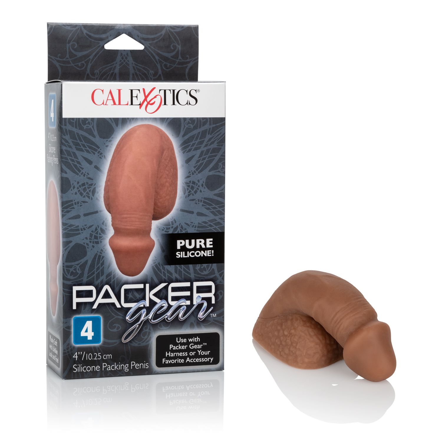 PACKER GEAR 4IN SILICONE PENIS BROWN 
