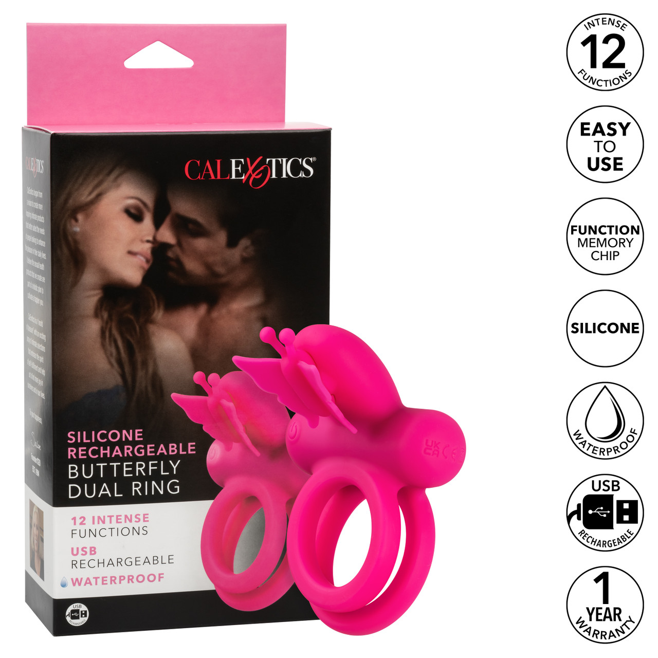 Silicone Rechargeable Butterfly Dual Ring - Image 4