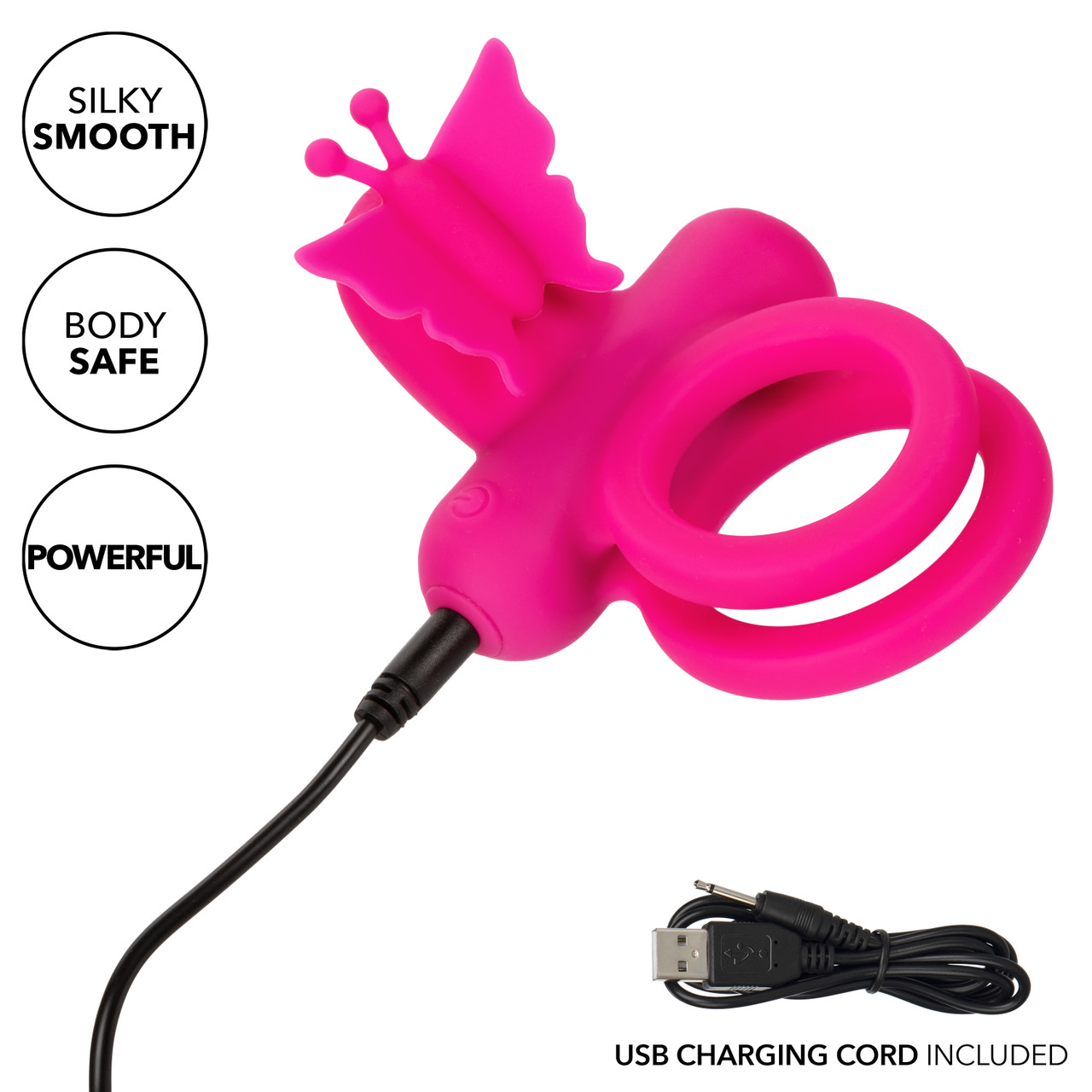 Silicone Rechargeable Butterfly Dual Ring - Image 5