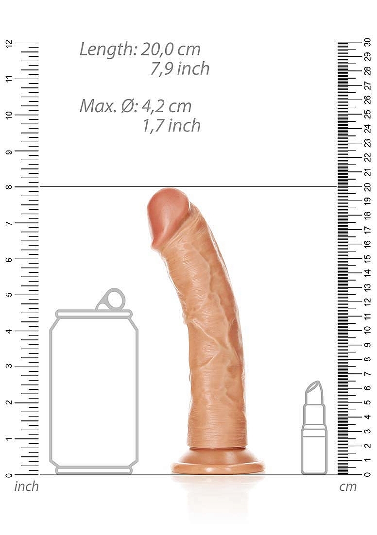 Realrock 7IN Realistic Dildo Curved Tan - Image 3