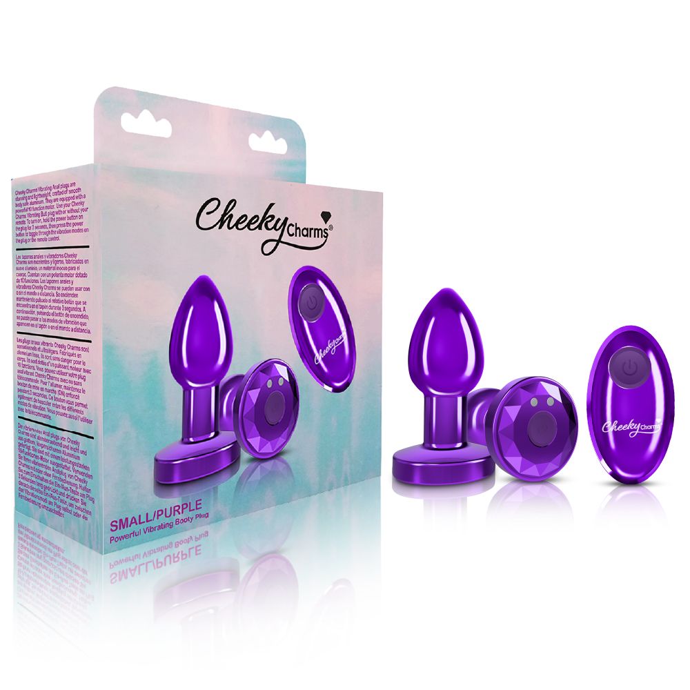 CHEEKY CHARMS VIBRATING METAL PLUG PURPLE SMALL W/ REMOTE #VBCC9148