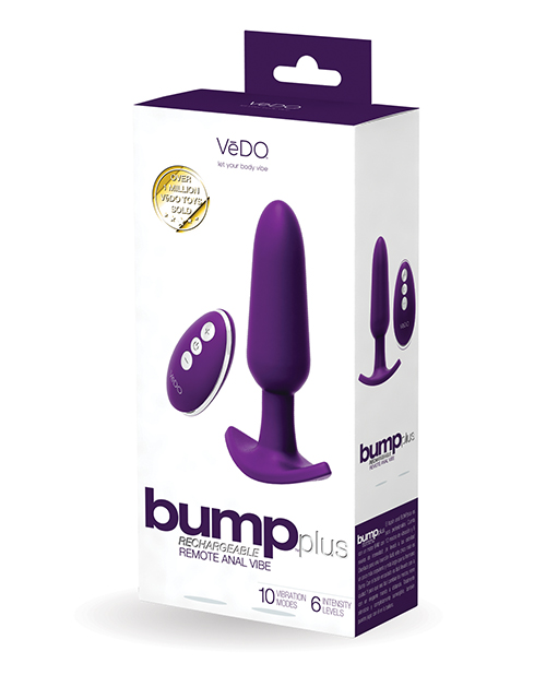 VEDO BUMP PLUS RECHARGEABLE REMOTE CONTROL ANAL VIBE DEEP PURPLE 