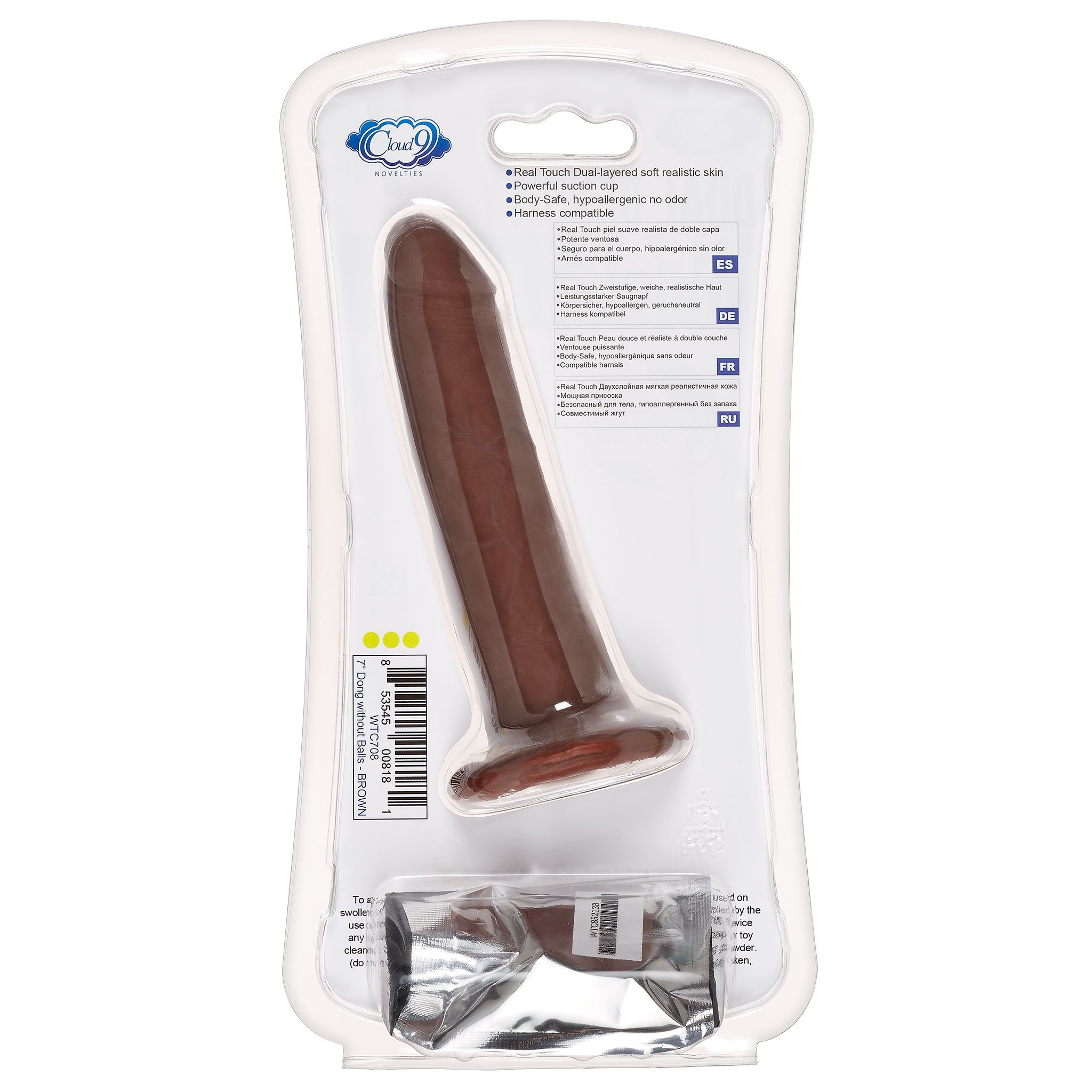 Cloud 9 Dual Density Dildo Touch 7IN w/ No Balls Brown - Image 4