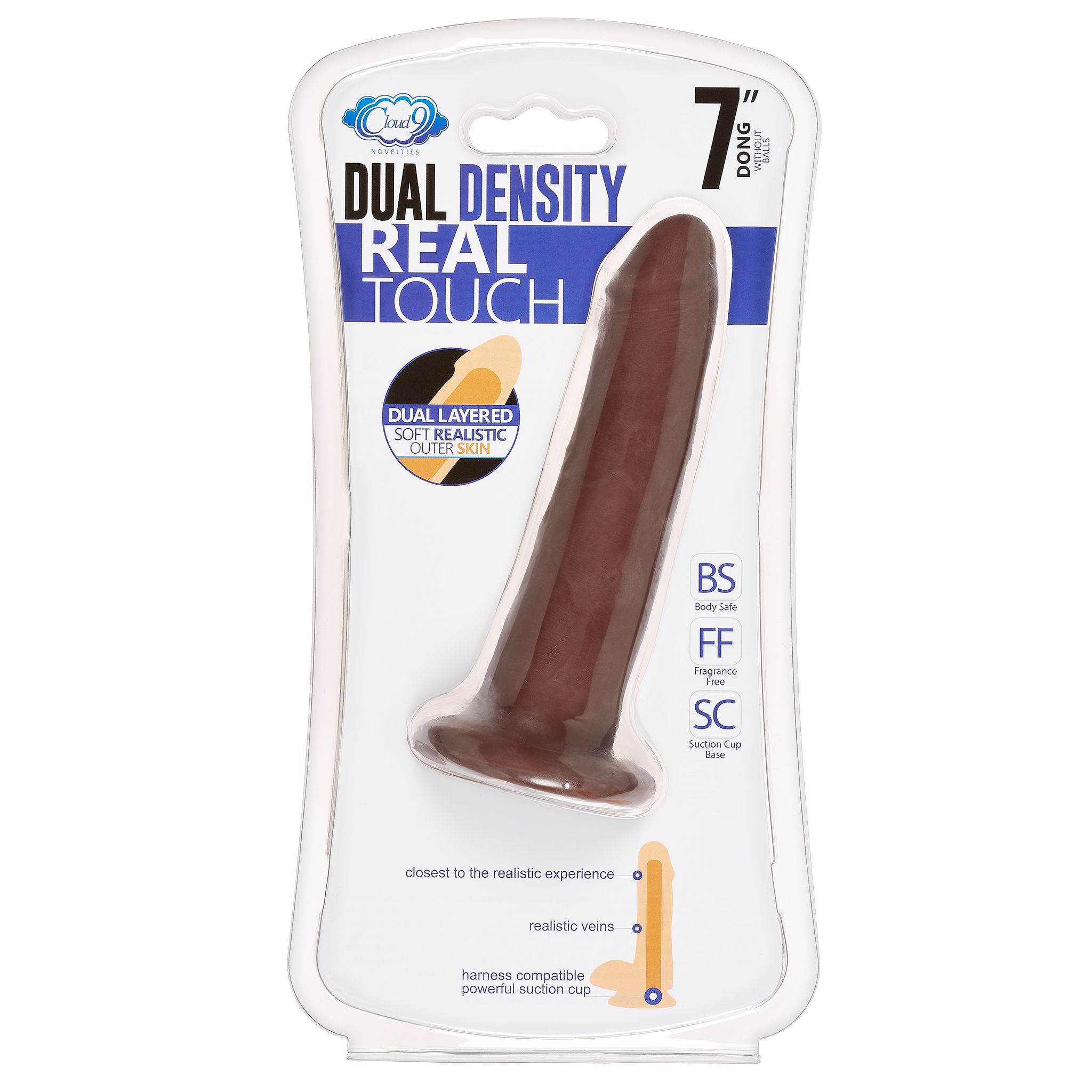 Cloud 9 Dual Density Dildo Touch 7IN w/ No Balls Brown - Image 5