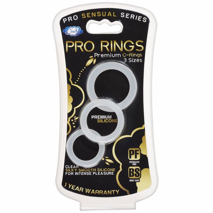 Cloud 9 Pro Sensual Silicone Cock Ring 3 Pack Clear Kinky Fetish Store
