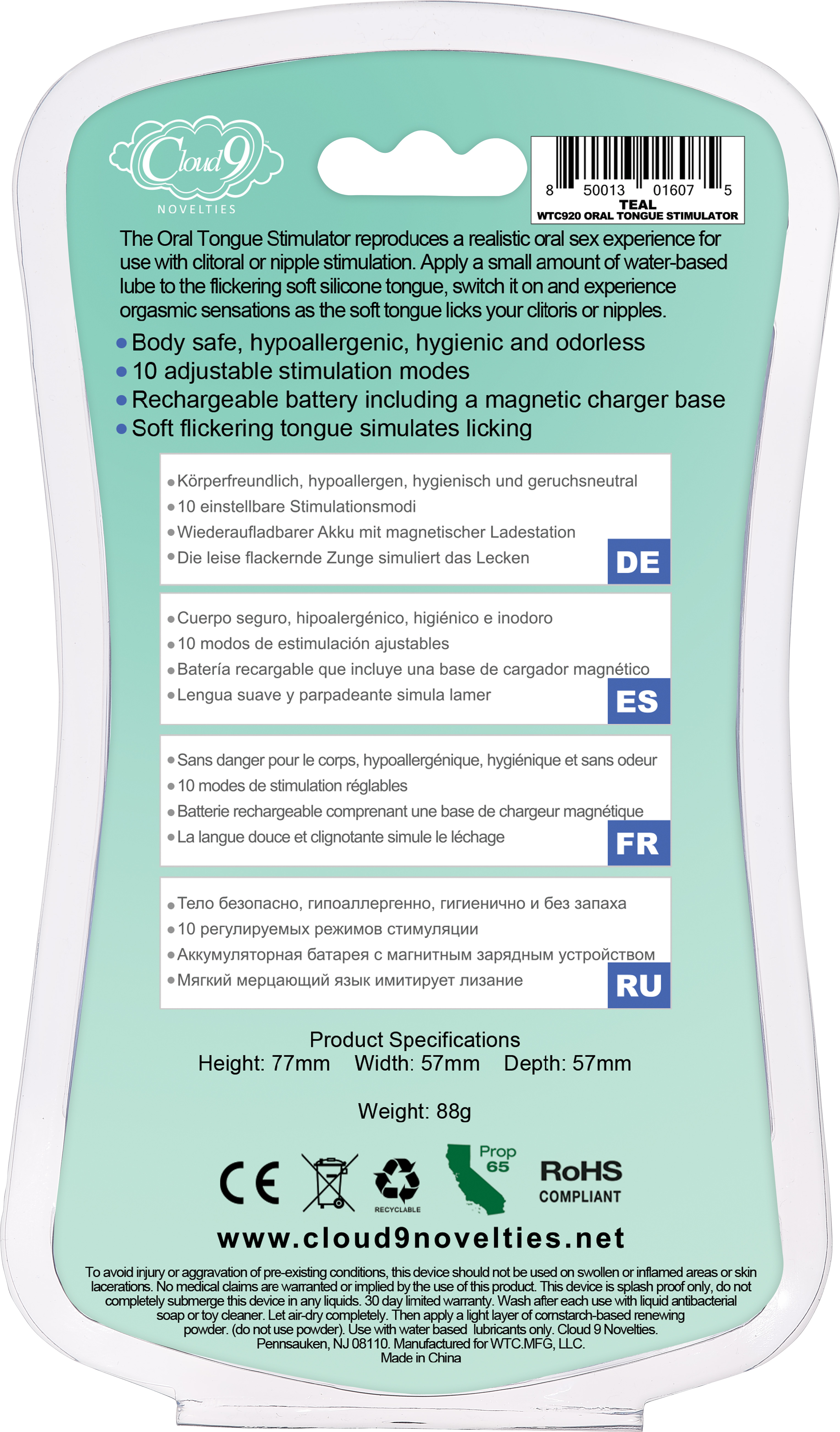 Cloud 9 Health & Wellness Flutter Oral Tongue Stimulator - Teal - Image 5