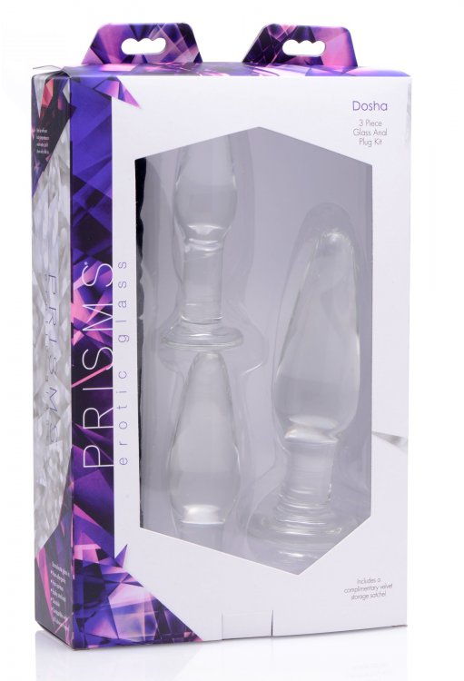 PRISMS DOSHA 3 PIECE GLASS ANAL PLUG KIT  - XRAE599