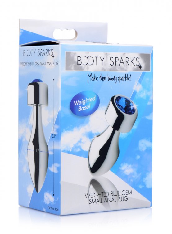 BOOTY SPARKS WEIGHTED BLUE GEM ANAL PLUG SMALL - XRAG345SM