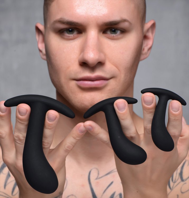 MASTER SERIES DARK DELIGHTS 3PC CURVED SILICONE ANAL TRAINER SET - XRAG362