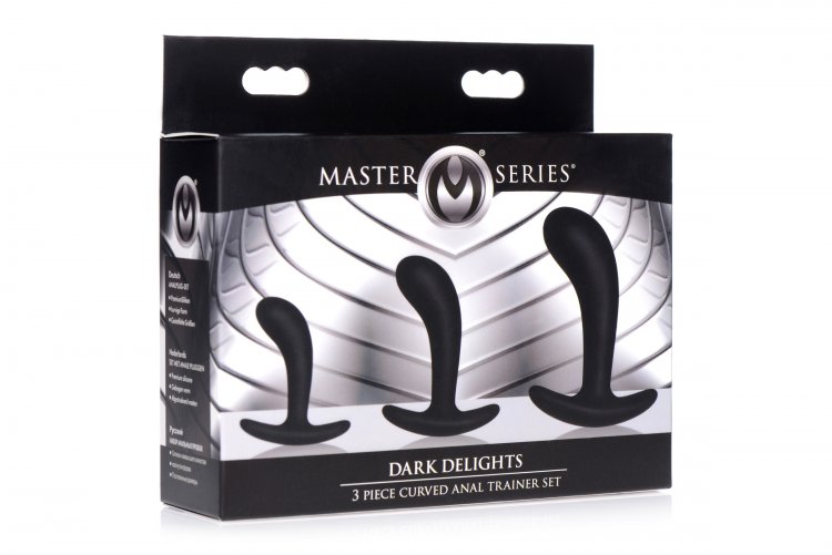 MASTER SERIES DARK DELIGHTS 3PC CURVED SILICONE ANAL TRAINER SET - XRAG362
