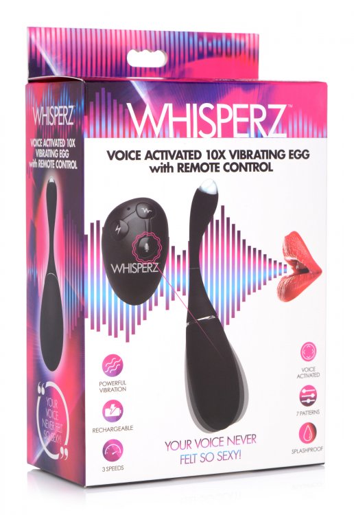 WHISPERZ VOICE ACTIVATED 10X VIBRATING EGG W/ REMOTE - XRAG394