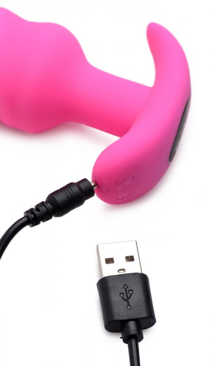 Bang! 21X Vibrating Silicone Swirl Butt Plug w/ Remote - Pink - Image 5