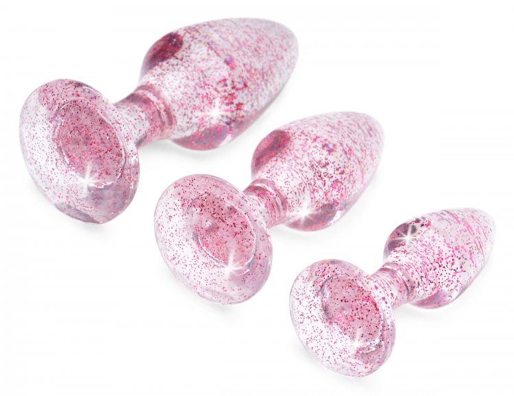 Booty Sparks Glitter Gem Anal Plug Set - Pink - Image 2