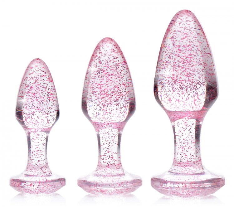 Booty Sparks Glitter Gem Anal Plug Set - Pink - Image 3