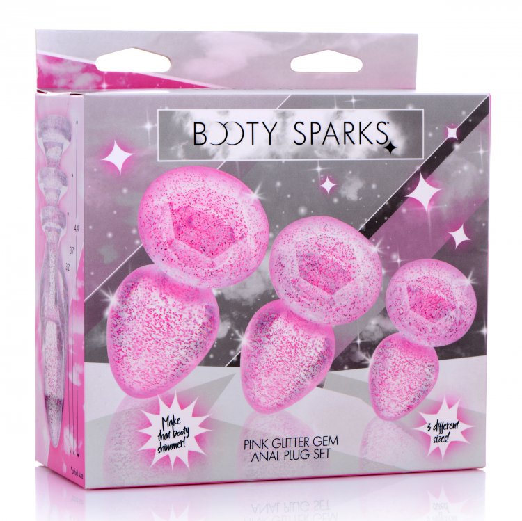 Booty Sparks Glitter Gem Anal Plug Set - Pink - Image 5