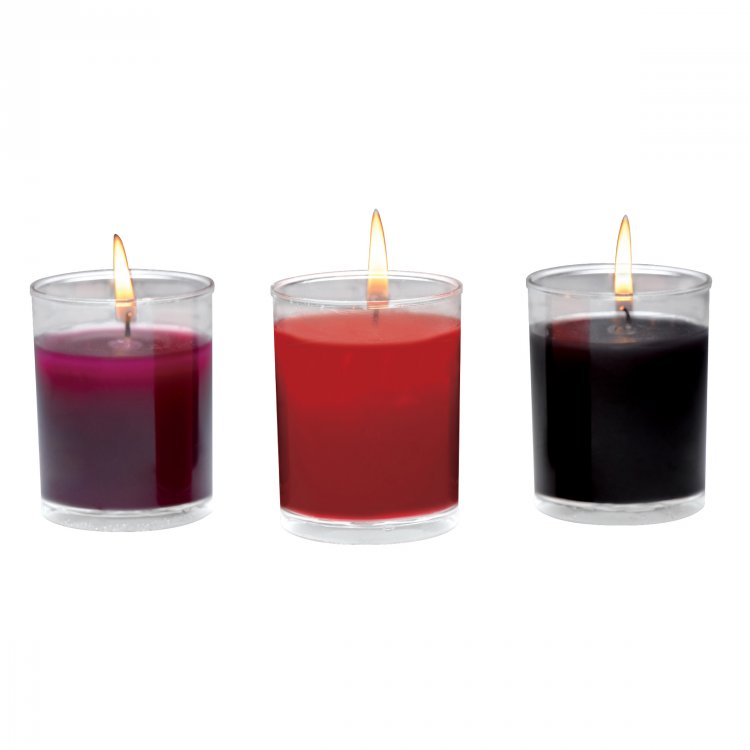 MASTER SERIES FLAME DRIPPERS CANDLE SET - BLACK RED PURPLE 