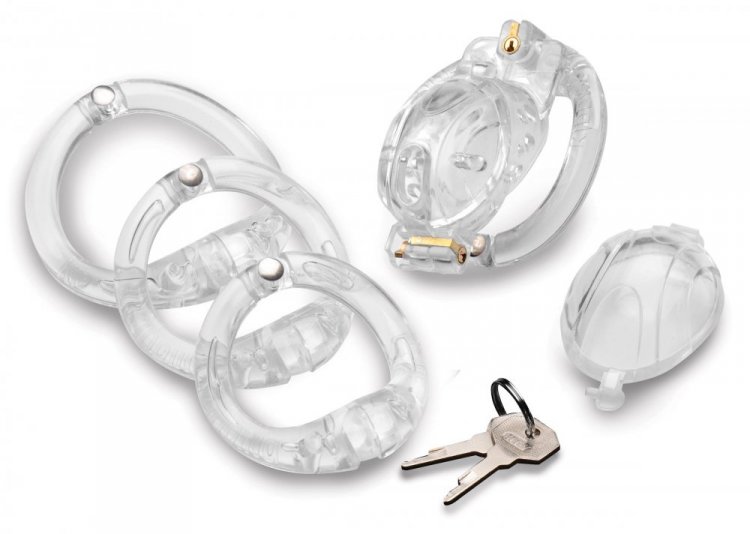 MASTER SERIES CUSTOME LOCKDOWN CHASTITY CAGE CLEAR - XRAG891CLR